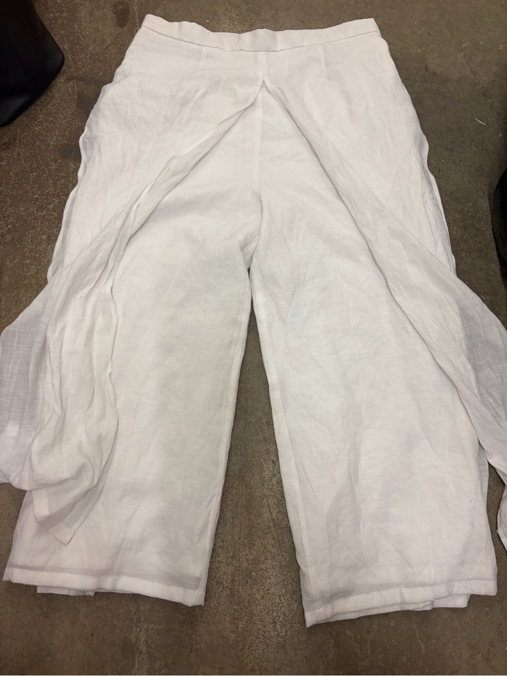 Joseph Ribkoff White Linen Wide-Leg Split-Front lined Pants‎ flowy breezy